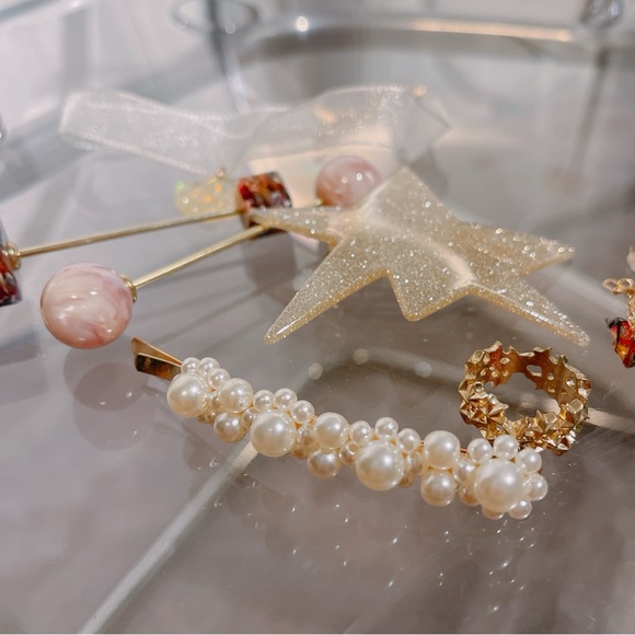 Unused 🌸 Japanese style hair accessory set earrings lace choker - Picture 2 of 16